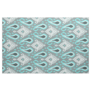 Tissu Joli Motif Tribal Turquoise Tendance Ikat