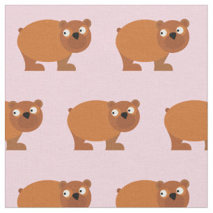 Tissu Joli Ours Brun Enfant Bébé Nounou Rose Clair