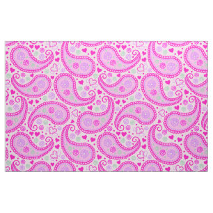 Tissu Joli Paisley Rose Coeurs d'amour
