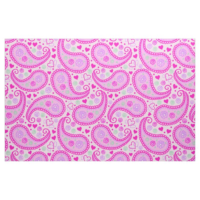 Tissu Joli Paisley Rose Coeurs d'amour (Fat Quarter)