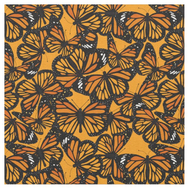 Tissu Joli Papillons Monarque Orange Patterflies (Fermer)
