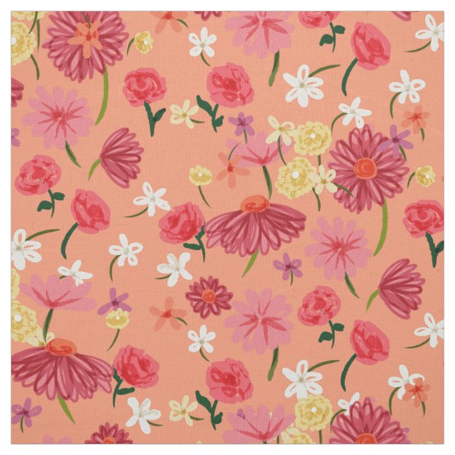 Tissu Joli Peint Petite Fleurs (Échantillon)