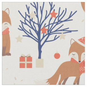 Tissu Joli renard rouge de Noël Orange caresse les Casq