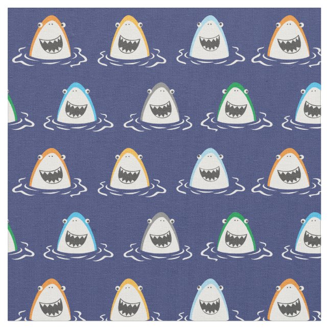 Tissu Joli requin marrant bleu foncé (Fermer)