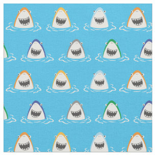 Tissu Joli requins marrants sur bleu aqua