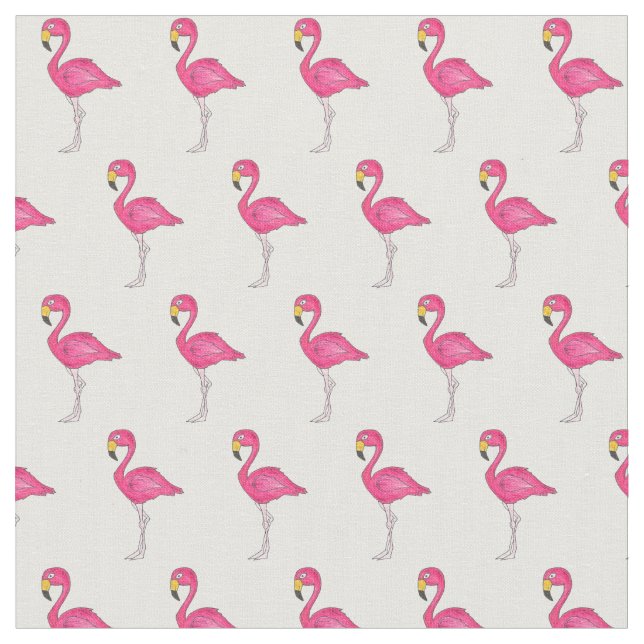 Tissu Joli rose Blanc Tropical Island Flamants roses d'o (Fermer)