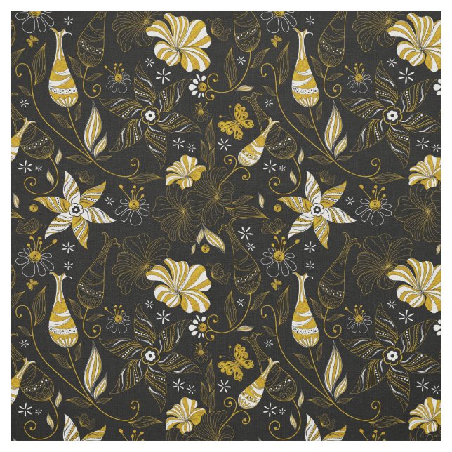 Tissu Joli vintage noir doré arrière - plan (Échantillon)