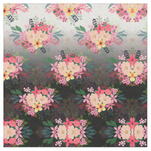 Tissu Jolie aquarelle couleur florale noir blanc Ombre d