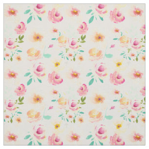 Tissu Jolie aquarelle de jaune de rose de pêche florale