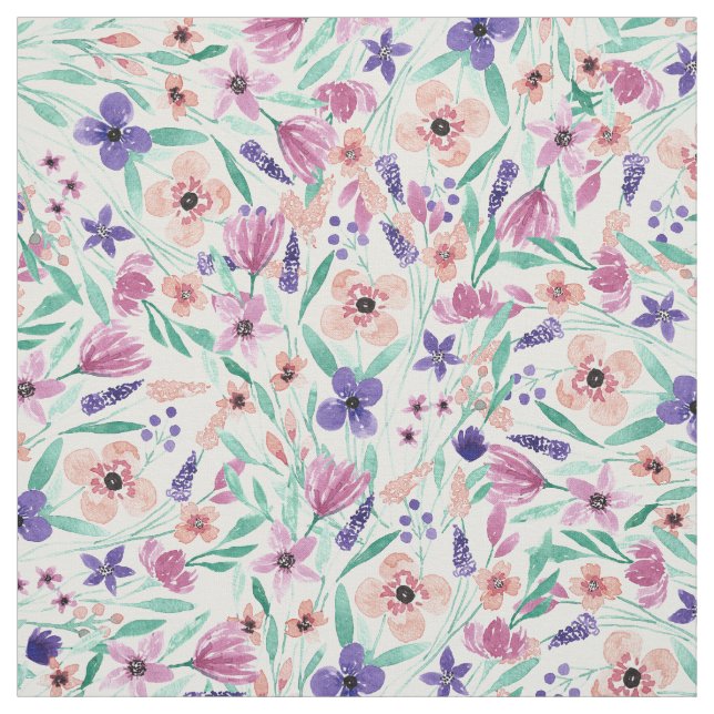 Tissu Jolie aquarelle rose violet (Échantillon)
