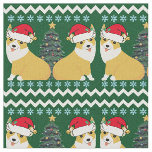 Tissu Jolie Corgi Noël Père Noël