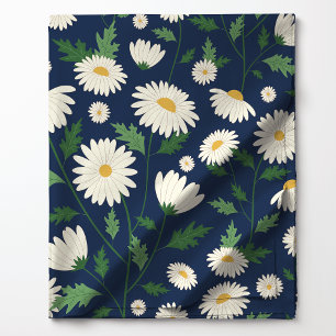 Tissu Jolie Daisy Florale Bleu Marine Et Blanc