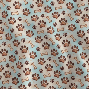 Tissu Jolie empreinte de patte de chien à l'aquarelle