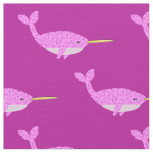 Tissu Jolie fille rose bébé Narwhal Patterned