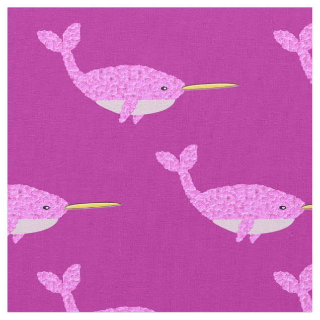 Tissu Jolie fille rose bébé Narwhal Patterned (Fermer)