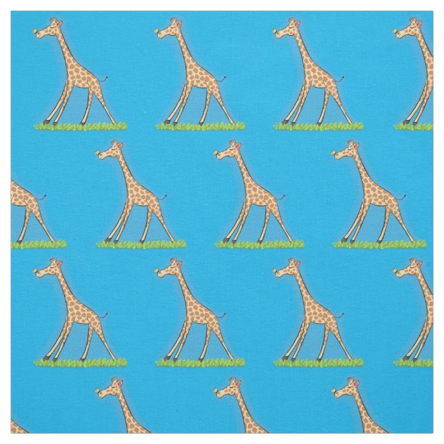 Tissu Jolie girafe avec dessin animé de papillon (Échantillon)