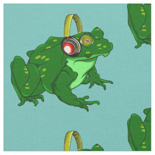 Tissu Jolie grenouille à bulle en caricature portant un