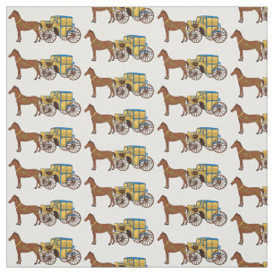 Tissu Jolie illustration de cheval et de calèche royale