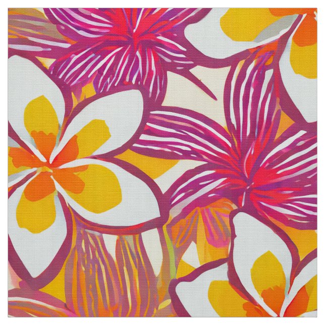 Tissu Jolie impression plumeria aloha (Échantillon)