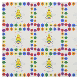 Tissu Jolie LGBT Fière Abeille arc-en-ciel et fleurs