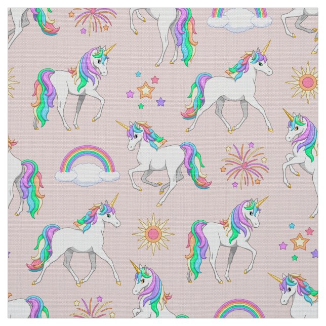 Tissu Jolie licorne arc-en-ciel (Échantillon)