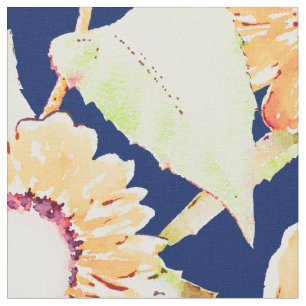 Tissu Jolie peinture couleur jaune et bleu des tournesol