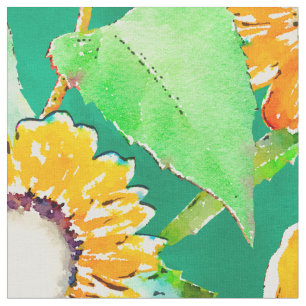 Tissu Jolie toile de couleur d'eau des tournesols jaunes