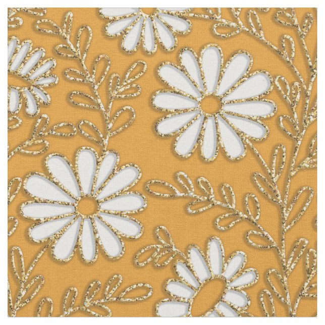 Tissu Jolies marguerites blanches or floral pattern  (Fermer)