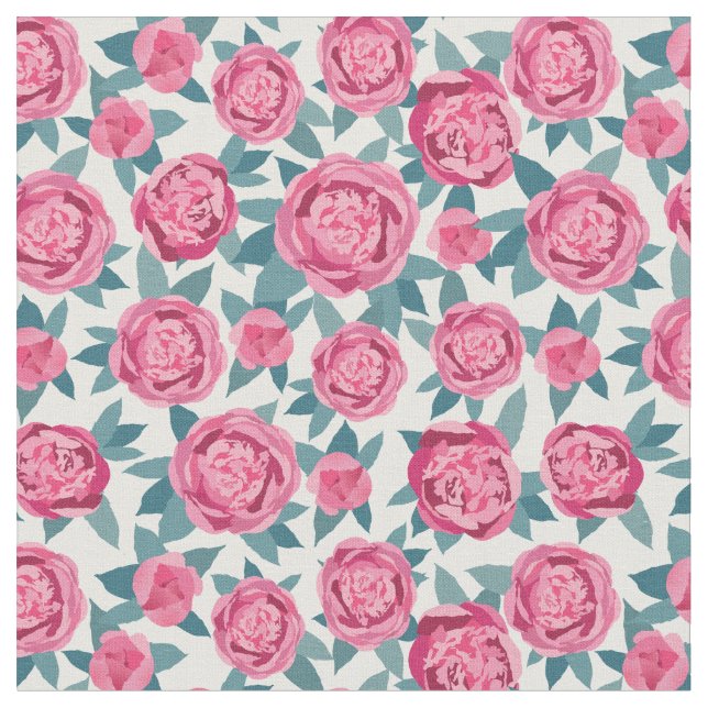 Tissu Jolies pivoines roses (Fermer)