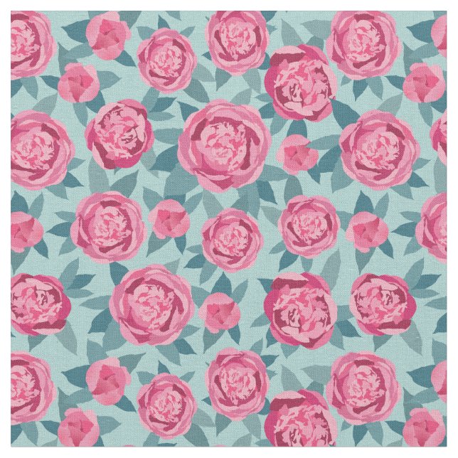 Tissu Jolies pivoines roses (Fermer)