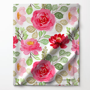 Tissu Jolies Roses À L'aquarelle Rose Et Rouge Floral