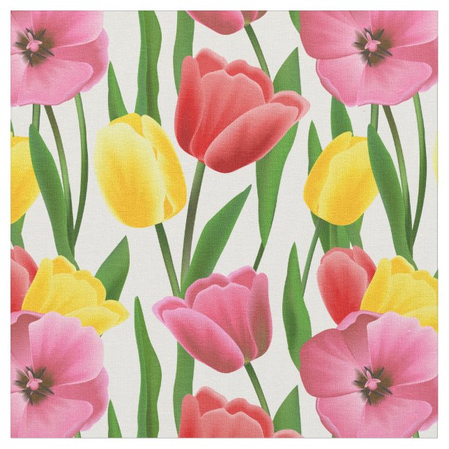 Tissu Jolies tulipes de printemps (Fermer)
