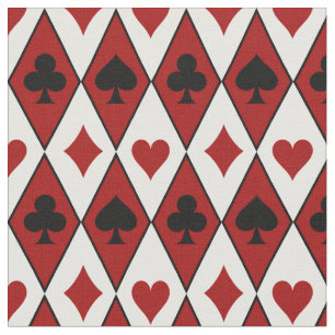 Tissu Jouer des costumes de cartes en rouge et blanc