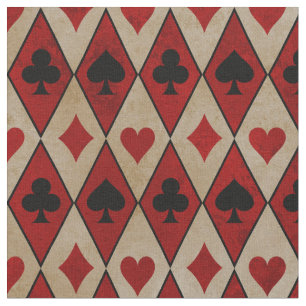 Tissu Jouer des costumes de cartes en rouge et en bronze