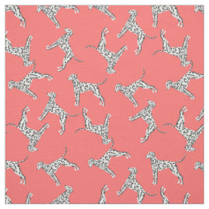 Tissu Jouer Motif de chien dalmate sur Coral rose
