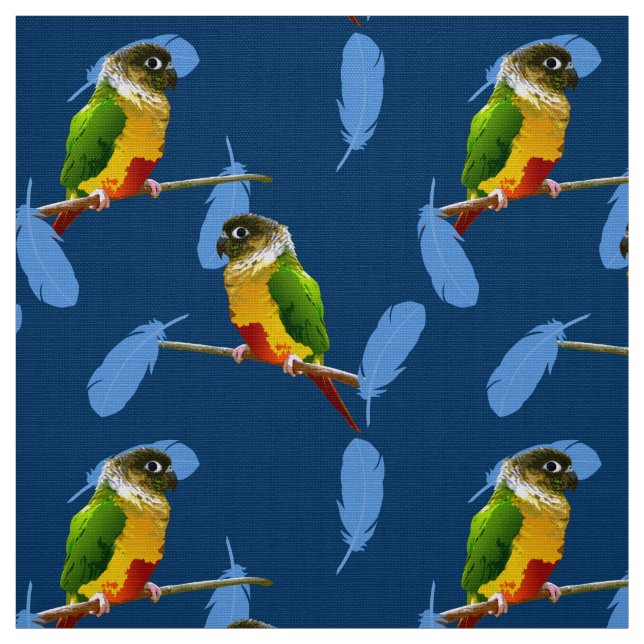 Tissu Jouer Vert Conure Parakeet Amusant Oiseau Plumes B (Échantillon)