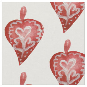 Tissu Jouets de Noël Coeurs rouges