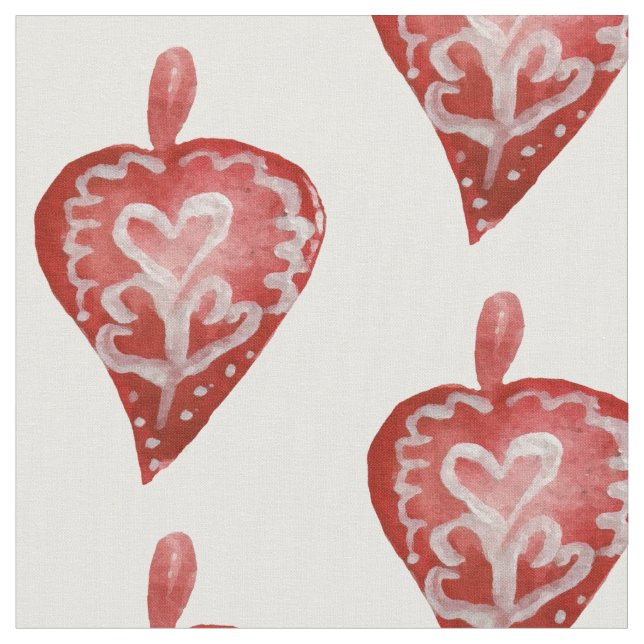 Tissu Jouets de Noël Coeurs rouges (Fermer)
