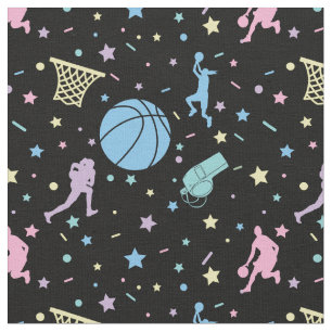 Tissu Joueuses de basket-ball - Motif d'étoiles