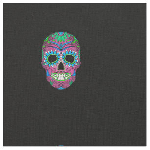 Tissu Jour coloré du crâne grunge mort de sucre