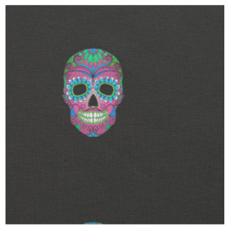 Tissu Jour coloré du crâne grunge mort de sucre