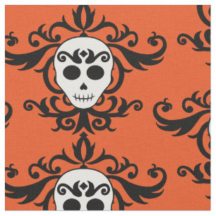 Tissu Jour de la damassé de crâne de Halloween des
