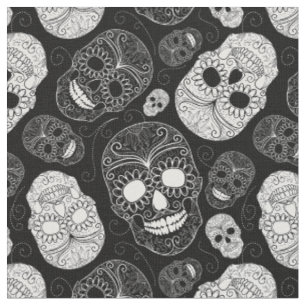 Tissu Jour de la mosaïque morte Art noir & blanc