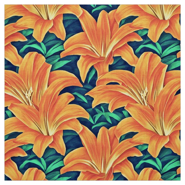 Tissu Jour d'Orange avec des Feuilles verts (Échantillon)
