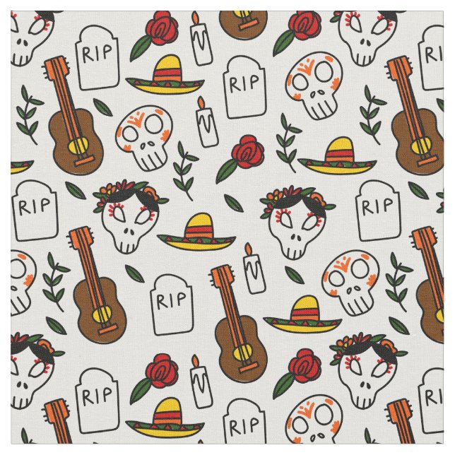 Tissu jour du doodle mort (Fermer)