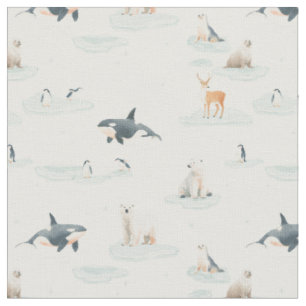 Tissu Jour enneigé - nurserie d'hiver des animaux arctiq