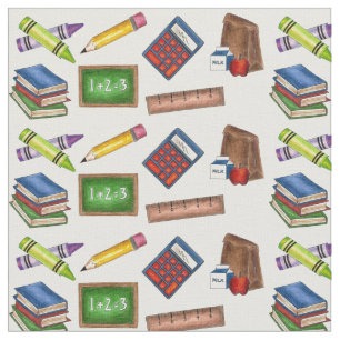 Tissu Jours scolaires Crayon Calculatrice Règle Crayon E