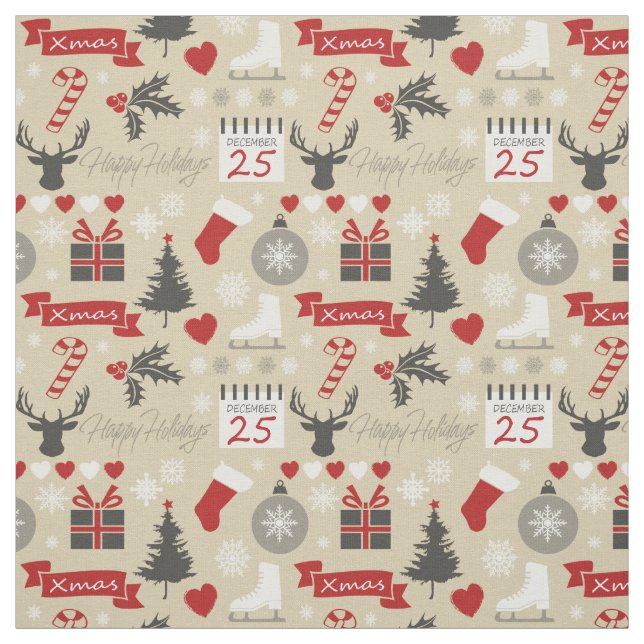 Tissu Joyeuses fêtes (Échantillon)