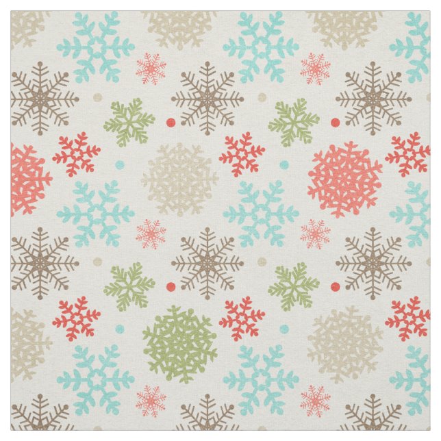 Tissu Joyeuses fêtes Noël de Fox et de Owl Snowflake (Échantillon)