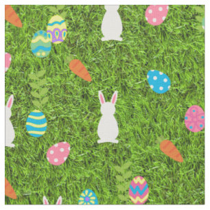 Tissu Joyeuses Pâques Lapin lapin kawaii herbe